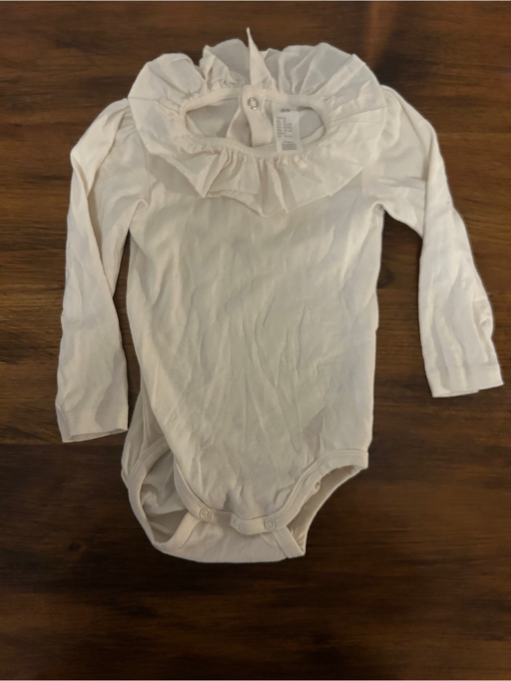 Baby Girls' Long-Sleeve Ruffle Collar One-Piece Bodysuit - Cream